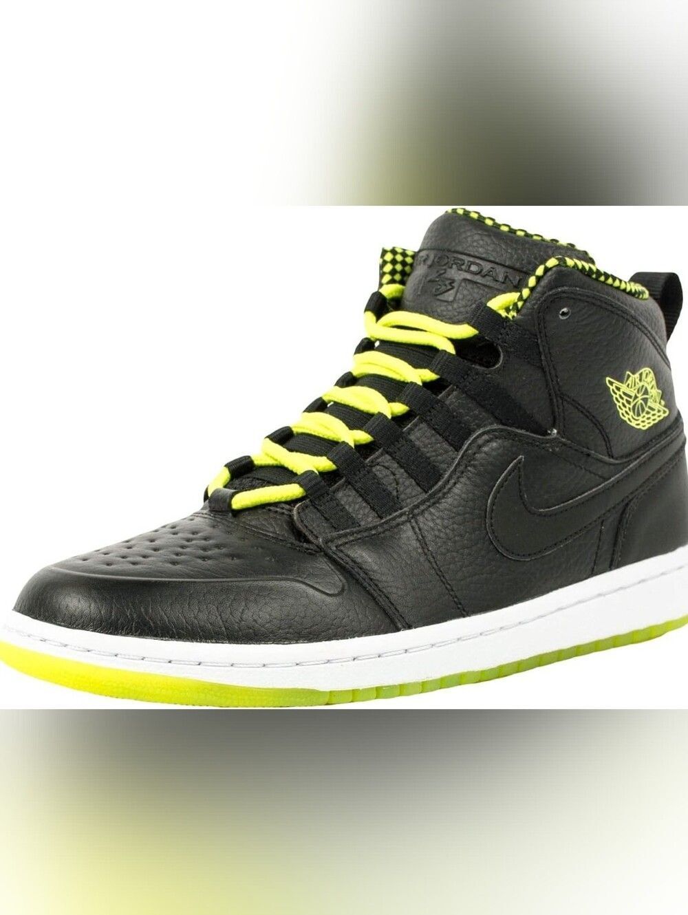Nike Jordan Size 10.5 Men’s Black with Neon Yellow Accent High-Top Sneakers